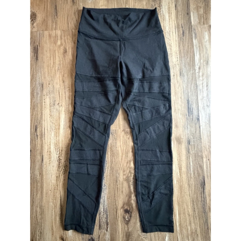 Lululemon Women's Wunder Under High Rise Tech Mesh Black Workout Leggings Sz 6
